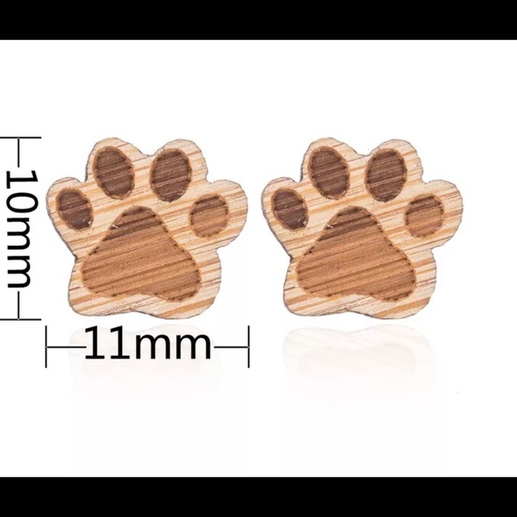 NEW Wooden Dog Print Earrings - Picture 5 of 5
